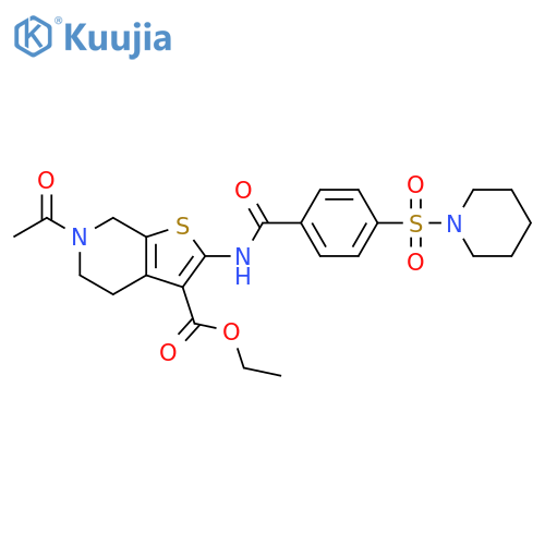 ethyl 6-acetyl-2-4-(piperidine-1-sulfonyl)benzamido-4H,5H,6H,7H-thieno2,3-cpyridine-3-carboxylate structure