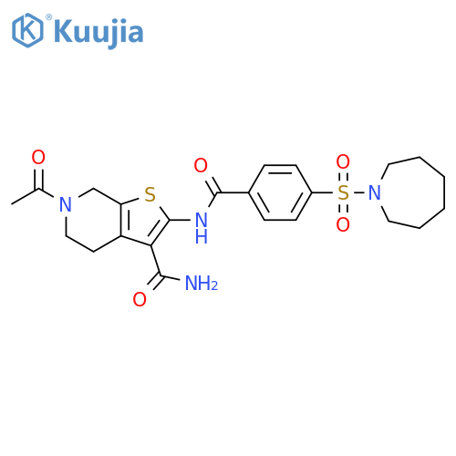 6-acetyl-2-4-(azepane-1-sulfonyl)benzamido-4H,5H,6H,7H-thieno2,3-cpyridine-3-carboxamide structure