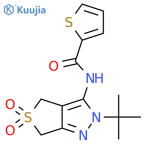 N-{2-tert-butyl-5,5-dioxo-2H,4H,6H-5lambda6-thieno3,4-cpyrazol-3-yl}thiophene-2-carboxamide structure