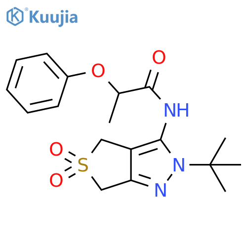 N-{2-tert-butyl-5,5-dioxo-2H,4H,6H-5lambda6-thieno3,4-cpyrazol-3-yl}-2-phenoxypropanamide structure