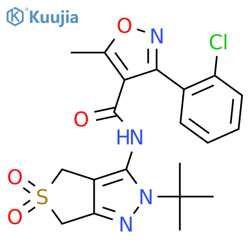N-{2-tert-butyl-5,5-dioxo-2H,4H,6H-5lambda6-thieno3,4-cpyrazol-3-yl}-3-(2-chlorophenyl)-5-methyl-1,2-oxazole-4-carboxamide structure