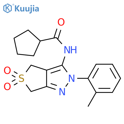N-2-(2-methylphenyl)-5,5-dioxo-2H,4H,6H-5lambda6-thieno3,4-cpyrazol-3-ylcyclopentanecarboxamide structure