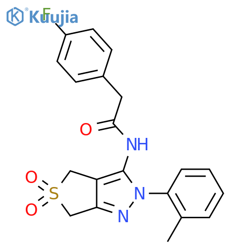 2-(4-fluorophenyl)-N-2-(2-methylphenyl)-5,5-dioxo-2H,4H,6H-5lambda6-thieno3,4-cpyrazol-3-ylacetamide structure
