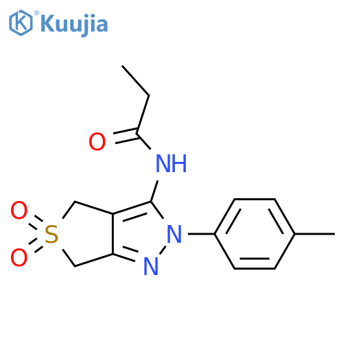 N-[2-(4-methylphenyl)-5,5-dioxo-2H,4H,6H-5lambda6-thieno[3,4-c]pyrazol-3-yl]propanamide structure