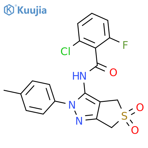 2-chloro-6-fluoro-N-2-(4-methylphenyl)-5,5-dioxo-2H,4H,6H-5lambda6-thieno3,4-cpyrazol-3-ylbenzamide structure