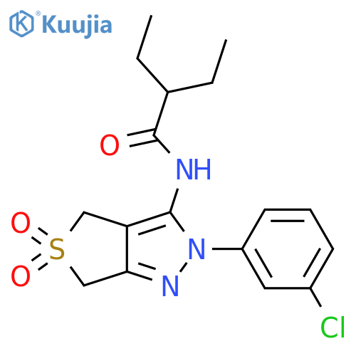 N-2-(3-chlorophenyl)-5,5-dioxo-2H,4H,6H-5lambda6-thieno3,4-cpyrazol-3-yl-2-ethylbutanamide structure