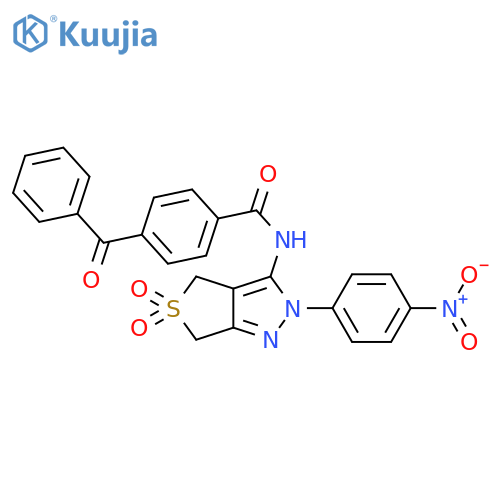 4-benzoyl-N-2-(4-nitrophenyl)-5,5-dioxo-2H,4H,6H-5lambda6-thieno3,4-cpyrazol-3-ylbenzamide structure