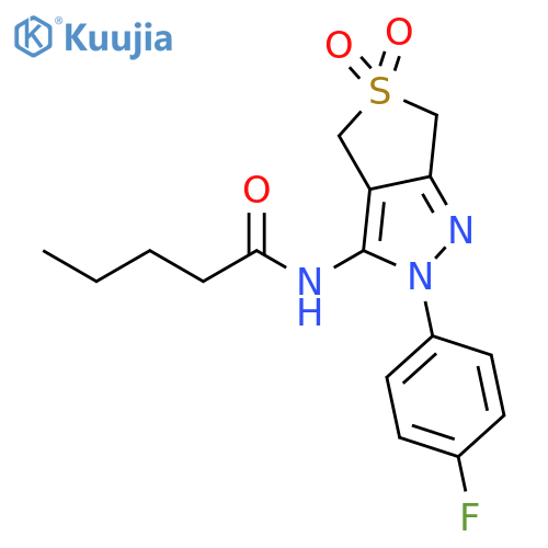 N-[2-(4-fluorophenyl)-5,5-dioxo-2H,4H,6H-5lambda6-thieno[3,4-c]pyrazol-3-yl]pentanamide structure