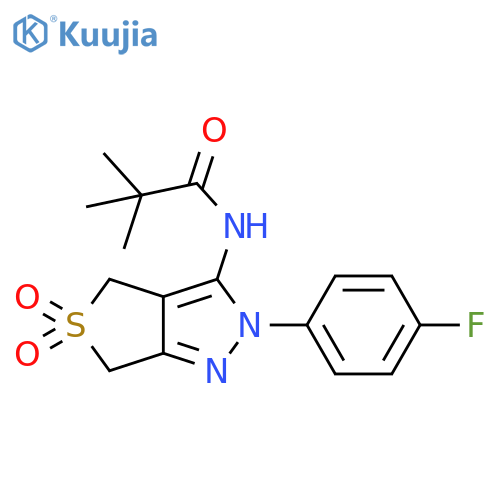 N-2-(4-fluorophenyl)-5,5-dioxo-2H,4H,6H-5lambda6-thieno3,4-cpyrazol-3-yl-2,2-dimethylpropanamide structure