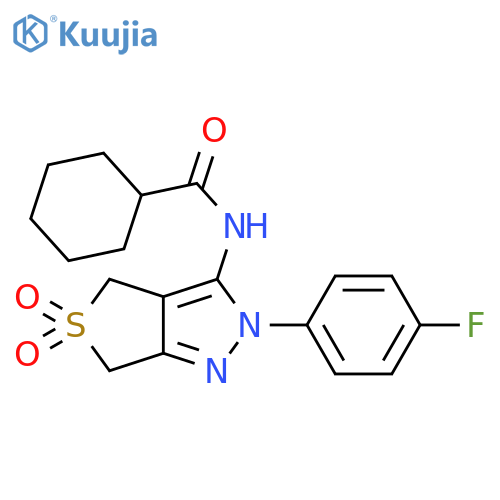 N-2-(4-fluorophenyl)-5,5-dioxo-2H,4H,6H-5lambda6-thieno3,4-cpyrazol-3-ylcyclohexanecarboxamide structure