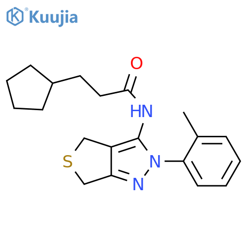 3-cyclopentyl-N-2-(2-methylphenyl)-2H,4H,6H-thieno3,4-cpyrazol-3-ylpropanamide structure