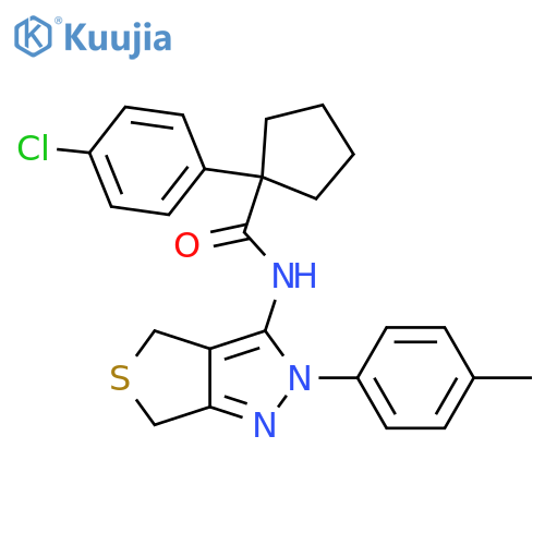 1-(4-chlorophenyl)-N-2-(4-methylphenyl)-2H,4H,6H-thieno3,4-cpyrazol-3-ylcyclopentane-1-carboxamide structure