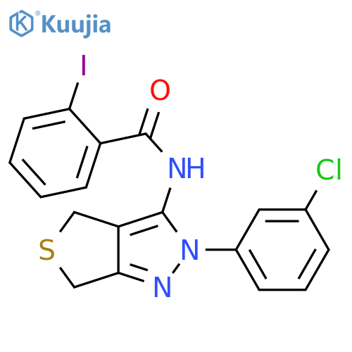 N-2-(3-chlorophenyl)-2H,4H,6H-thieno3,4-cpyrazol-3-yl-2-iodobenzamide structure
