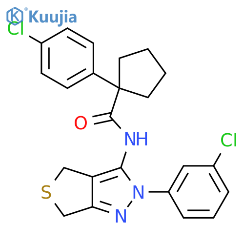 1-(4-chlorophenyl)-N-2-(3-chlorophenyl)-2H,4H,6H-thieno3,4-cpyrazol-3-ylcyclopentane-1-carboxamide structure