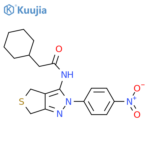 2-cyclohexyl-N-2-(4-nitrophenyl)-2H,4H,6H-thieno3,4-cpyrazol-3-ylacetamide structure