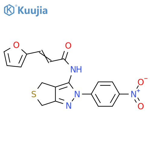 (2Z)-3-(furan-2-yl)-N-2-(4-nitrophenyl)-2H,4H,6H-thieno3,4-cpyrazol-3-ylprop-2-enamide structure