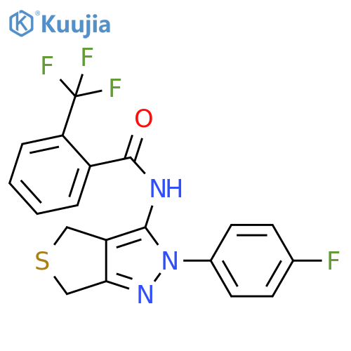 N-[2-(4-fluorophenyl)-2H,4H,6H-thieno[3,4-c]pyrazol-3-yl]-2-(trifluoromethyl)benzamide structure