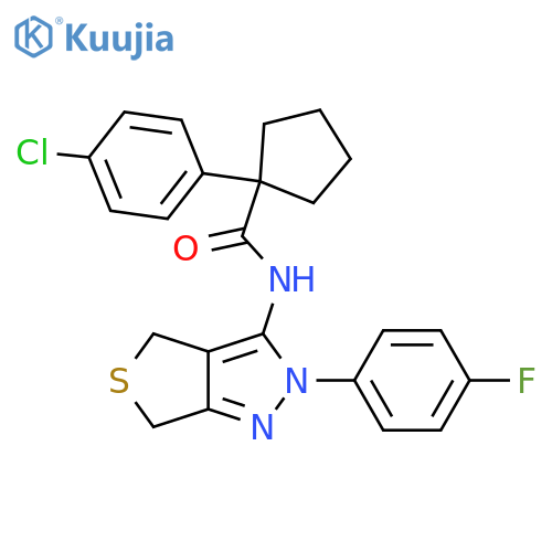 1-(4-chlorophenyl)-N-2-(4-fluorophenyl)-2H,4H,6H-thieno3,4-cpyrazol-3-ylcyclopentane-1-carboxamide structure