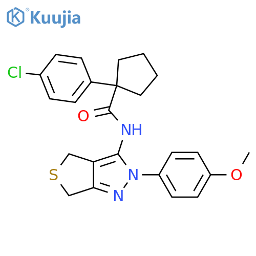 1-(4-chlorophenyl)-N-2-(4-methoxyphenyl)-2H,4H,6H-thieno3,4-cpyrazol-3-ylcyclopentane-1-carboxamide structure