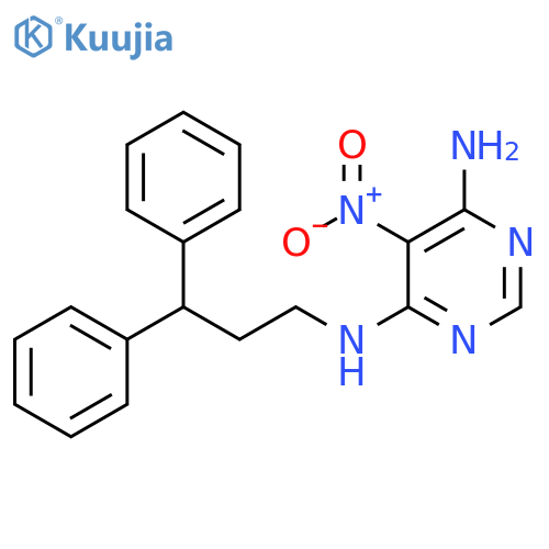 N4-(3,3-diphenylpropyl)-5-nitropyrimidine-4,6-diamine structure
