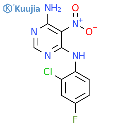 N4-(2-chloro-4-fluorophenyl)-5-nitropyrimidine-4,6-diamine structure