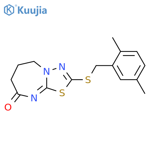 2-{(2,5-dimethylphenyl)methylsulfanyl}-5H,6H,7H,8H-1,3,4thiadiazolo3,2-a1,3diazepin-8-one structure