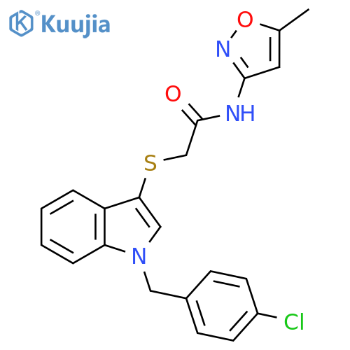 2-({1-(4-chlorophenyl)methyl-1H-indol-3-yl}sulfanyl)-N-(5-methyl-1,2-oxazol-3-yl)acetamide structure