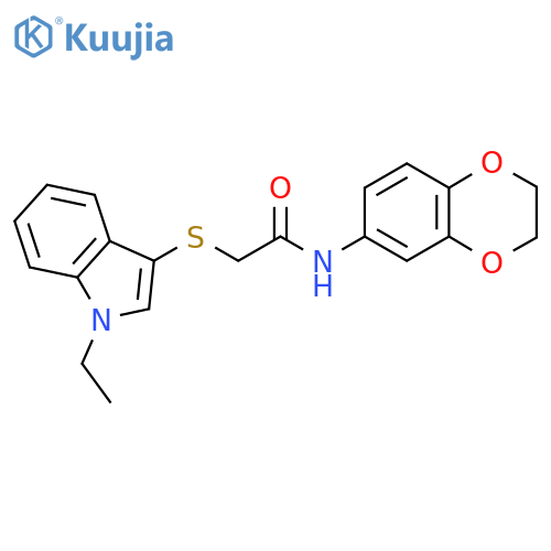 N-(2,3-dihydro-1,4-benzodioxin-6-yl)-2-[(1-ethyl-1H-indol-3-yl)sulfanyl]acetamide structure