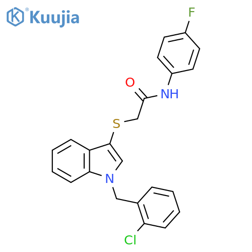 2-[1-[(2-chlorophenyl)methyl]indol-3-yl]sulfanyl-N-(4-fluorophenyl)acetamide structure