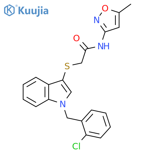 2-({1-(2-chlorophenyl)methyl-1H-indol-3-yl}sulfanyl)-N-(5-methyl-1,2-oxazol-3-yl)acetamide structure