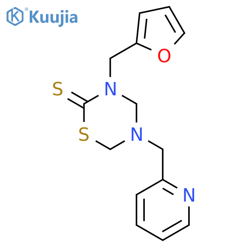 3-(furan-2-yl)methyl-5-(pyridin-2-yl)methyl-1,3,5-thiadiazinane-2-thione structure