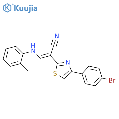 (2E)-2-4-(4-bromophenyl)-1,3-thiazol-2-yl-3-(2-methylphenyl)aminoprop-2-enenitrile structure