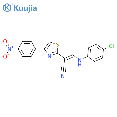(2E)-3-(4-chlorophenyl)amino-2-4-(4-nitrophenyl)-1,3-thiazol-2-ylprop-2-enenitrile structure