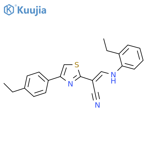 (2E)-2-4-(4-ethylphenyl)-1,3-thiazol-2-yl-3-(2-ethylphenyl)aminoprop-2-enenitrile structure