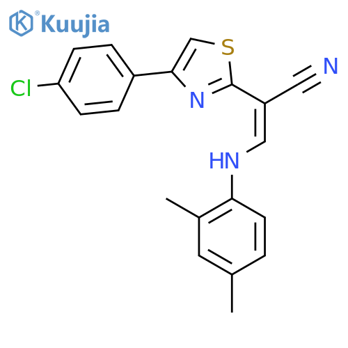 (2Z)-2-4-(4-chlorophenyl)-1,3-thiazol-2-yl-3-(2,4-dimethylphenyl)aminoprop-2-enenitrile structure