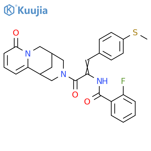 2-fluoro-N-[(1Z)-1-[4-(methylsulfanyl)phenyl]-3-oxo-3-{6-oxo-7,11-diazatricyclo[7.3.1.0^{2,7}]trideca-2,4-dien-11-yl}prop-1-en-2-yl]benzamide structure