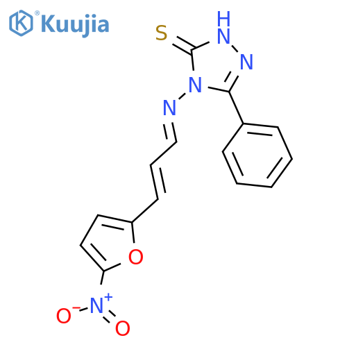4-{[3-(5-nitrofuran-2-yl)prop-2-en-1-ylidene]amino}-5-phenyl-2,4-dihydro-3H-1,2,4-triazole-3-thione structure
