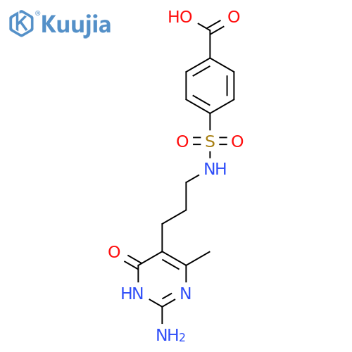 Benzoic acid,4-[[[3-(2-amino-1,6-dihydro-4-methyl-6-oxo-5-pyrimidinyl)propyl]amino]sulfonyl]- structure