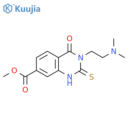 methyl 3-2-(dimethylamino)ethyl-4-oxo-2-sulfanylidene-1,2,3,4-tetrahydroquinazoline-7-carboxylate structure