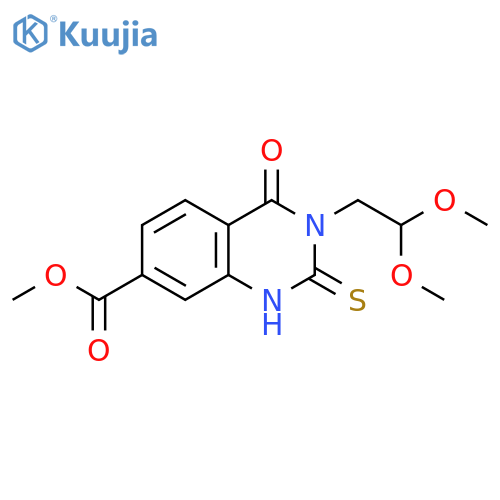methyl 3-(2,2-dimethoxyethyl)-4-oxo-2-sulfanylidene-1,2,3,4-tetrahydroquinazoline-7-carboxylate structure