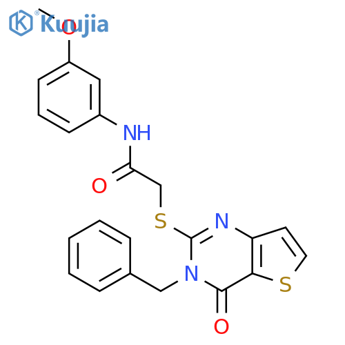 2-({3-benzyl-4-oxo-3H,4H-thieno3,2-dpyrimidin-2-yl}sulfanyl)-N-(3-methoxyphenyl)acetamide structure
