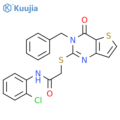 2-({3-benzyl-4-oxo-3H,4H-thieno3,2-dpyrimidin-2-yl}sulfanyl)-N-(2-chlorophenyl)acetamide structure