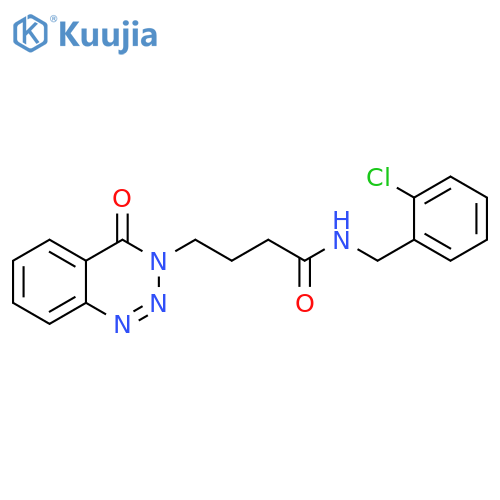 N-(2-chlorophenyl)methyl-4-(4-oxo-3,4-dihydro-1,2,3-benzotriazin-3-yl)butanamide structure