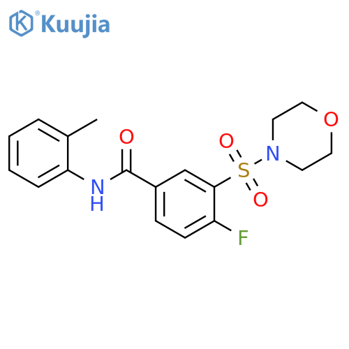 4-fluoro-N-(2-methylphenyl)-3-(morpholine-4-sulfonyl)benzamide structure