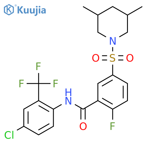 N-4-chloro-2-(trifluoromethyl)phenyl-5-(3,5-dimethylpiperidin-1-yl)sulfonyl-2-fluorobenzamide structure