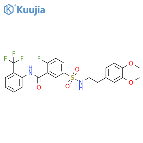 5-{2-(3,4-dimethoxyphenyl)ethylsulfamoyl}-2-fluoro-N-2-(trifluoromethyl)phenylbenzamide structure