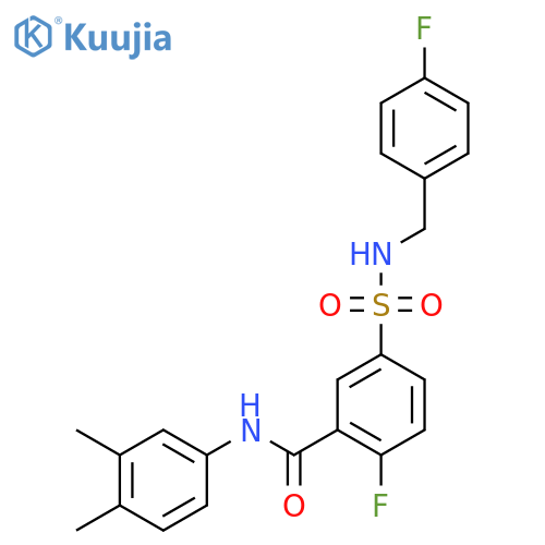 N-(3,4-dimethylphenyl)-2-fluoro-5-{(4-fluorophenyl)methylsulfamoyl}benzamide structure