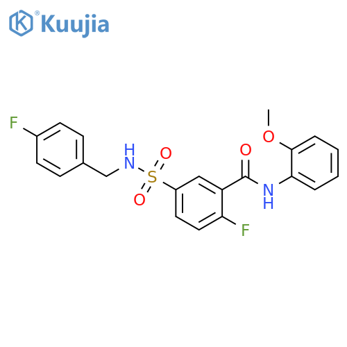 2-fluoro-5-{(4-fluorophenyl)methylsulfamoyl}-N-(2-methoxyphenyl)benzamide structure