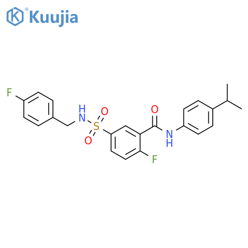 2-fluoro-5-{(4-fluorophenyl)methylsulfamoyl}-N-4-(propan-2-yl)phenylbenzamide structure
