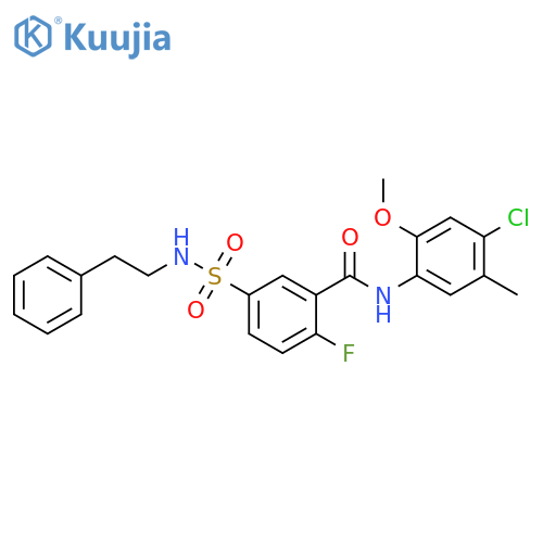 N-(4-chloro-2-methoxy-5-methylphenyl)-2-fluoro-5-[(2-phenylethyl)sulfamoyl]benzamide structure